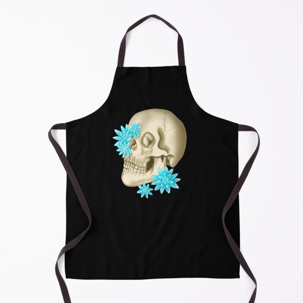 Item preview, Anatomical human skull in beige with turquoise flowers and black border designed and sold by katecheerycake.