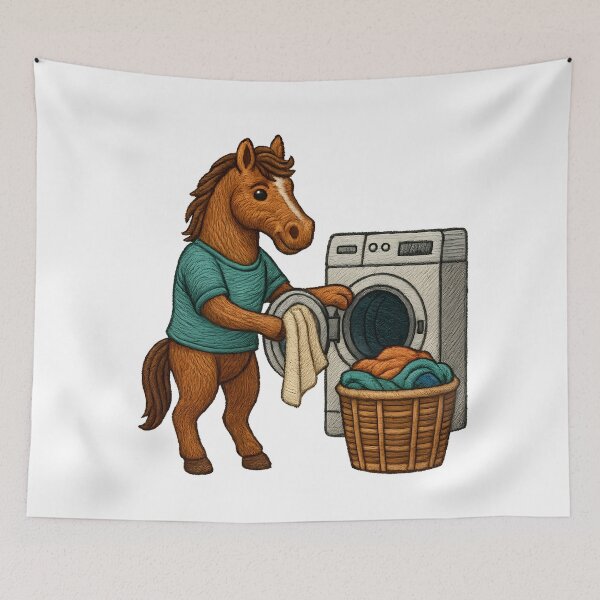 Item preview, Laundry Day Horse Embroidered Patch – Wholesome Adulting Vibes designed and sold by #Adulting Central.