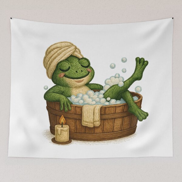 Item preview, Bathtime Frog Embroidered Patch – Self-Care Adulting Moment designed and sold by #Adulting Central.