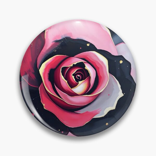 Artikelvorschau, Aquarellrose in Rosa, Schwarz und Weiß mit goldenen Sprenkeln. entworfen und verkauft von Art by Dannalynn.