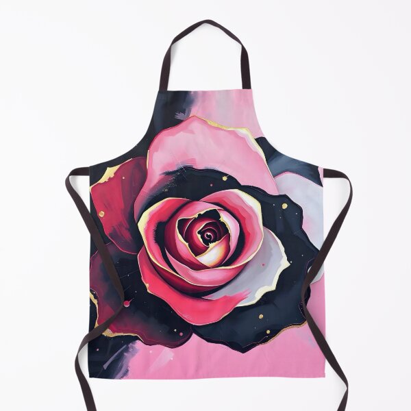 Artikelvorschau, Aquarellrose in Rosa, Schwarz und Weiß mit goldenen Sprenkeln. entworfen und verkauft von Art by Dannalynn.