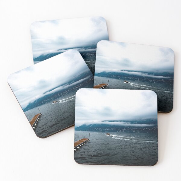 Item preview, Speedboat on a Cloudy Lake – Cinematic Waterscape Photo designed and sold by tommy3613.