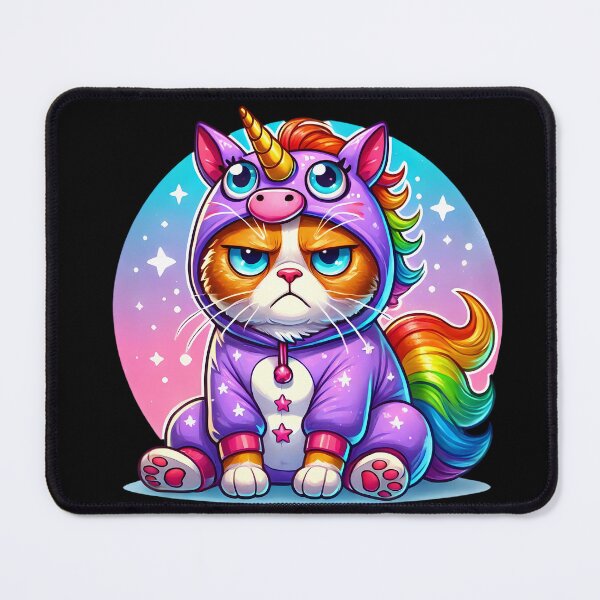 Item preview, Grumpy Cat in Unicorn Onesie – Magical Mood Illustration designed and sold by Linework Studio.