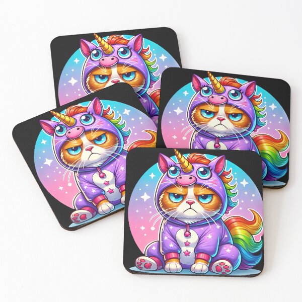 Item preview, Grumpy Cat in Unicorn Onesie – Magical Mood Illustration designed and sold by Linework Studio.