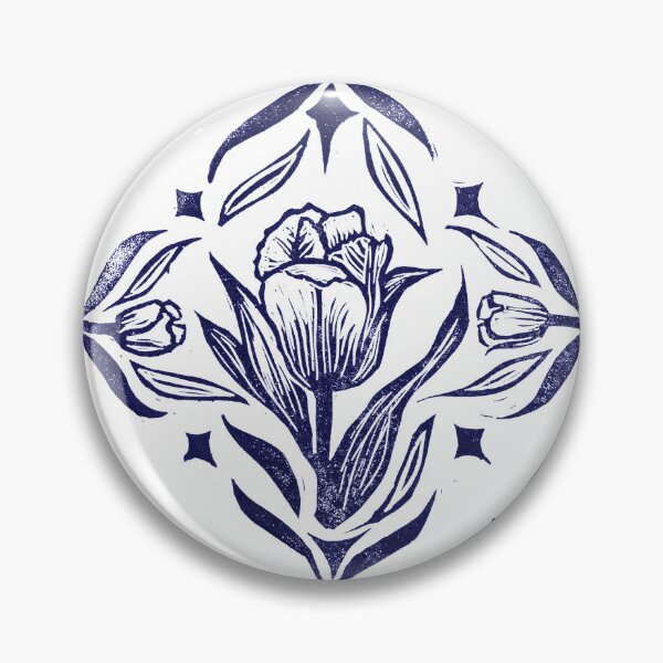 Item preview, Tulip Block Print - Midnight Navy designed and sold by sarahstraight.