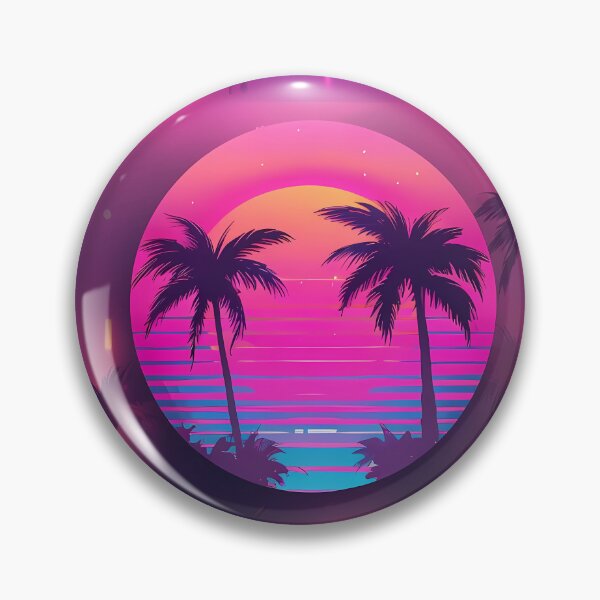 Artikelvorschau, Vaporwave Sunset – 80er-Jahre Ästhetik mit Neonpalmen entworfen und verkauft von Pixel Paws & Plays.