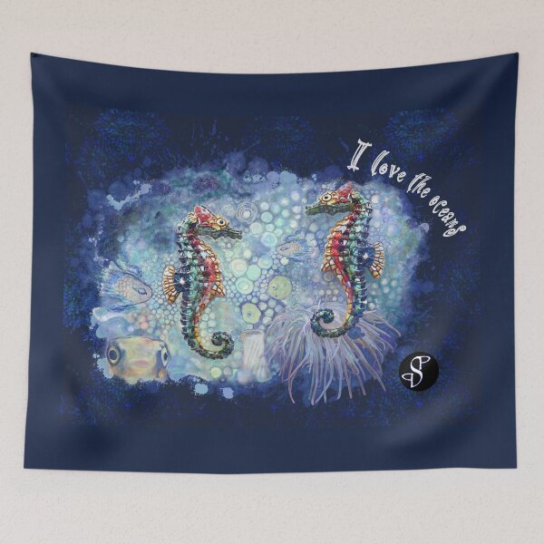 Item preview, Seahorses on dark background designed and sold by PumpkinStudioPL.