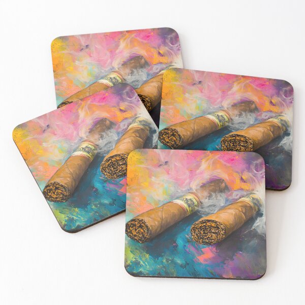 Item preview, Abstract Cigars at Rest - Swirling Smoke and Vibrant Colors Create an Energetic Atmosphere Digital AI Art designed and sold by OlfactoART Studio.