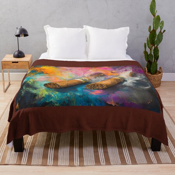 Item preview, Abstract Cigars at Rest - Swirling Smoke and Vibrant Colors Create an Energetic Atmosphere Digital AI Art designed and sold by OlfactoART Studio.