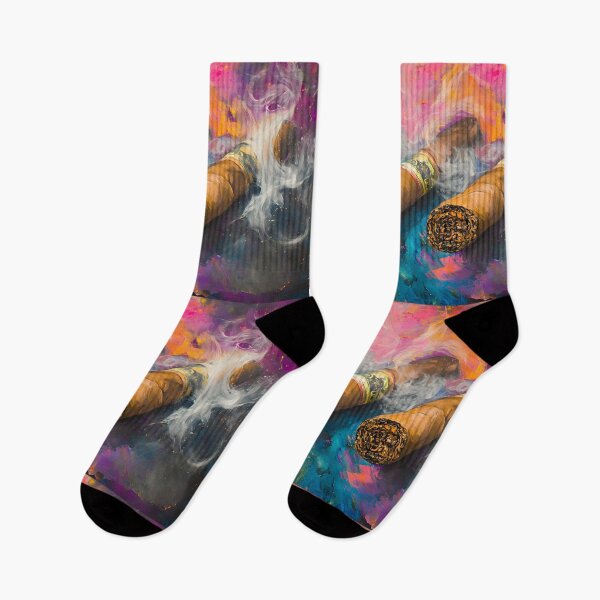 Item preview, Abstract Cigars at Rest - Swirling Smoke and Vibrant Colors Create an Energetic Atmosphere Digital AI Art designed and sold by OlfactoART Studio.