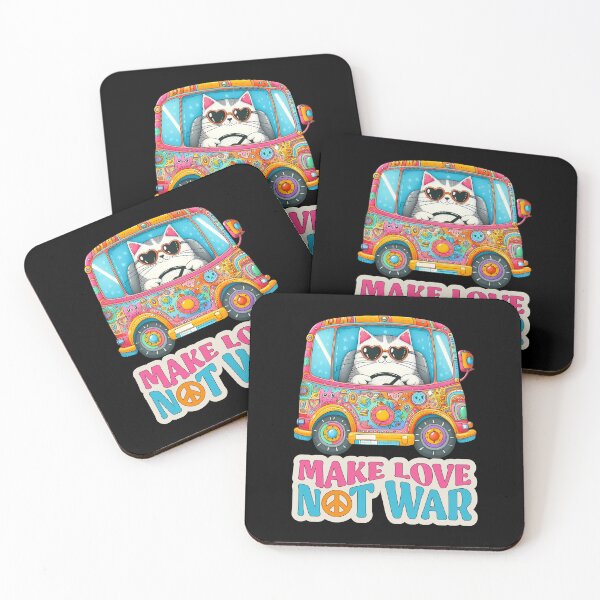 Item preview, Groovy Cat Driving Hippie Van - Make Love Not War designed and sold by Psycho-Crazy.