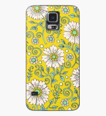 Zitronengelb Floral Hülle & Klebefolie für Samsung Galaxy