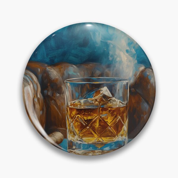 Item preview, Whiskey and Cigar Elegance - Crystal Glass and Smoldering Smoke in a Luxurious Lounge designed and sold by OlfactoART Studio.