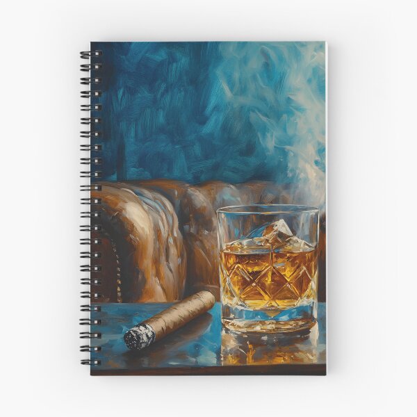 Item preview, Whiskey and Cigar Elegance - Crystal Glass and Smoldering Smoke in a Luxurious Lounge designed and sold by OlfactoART Studio.