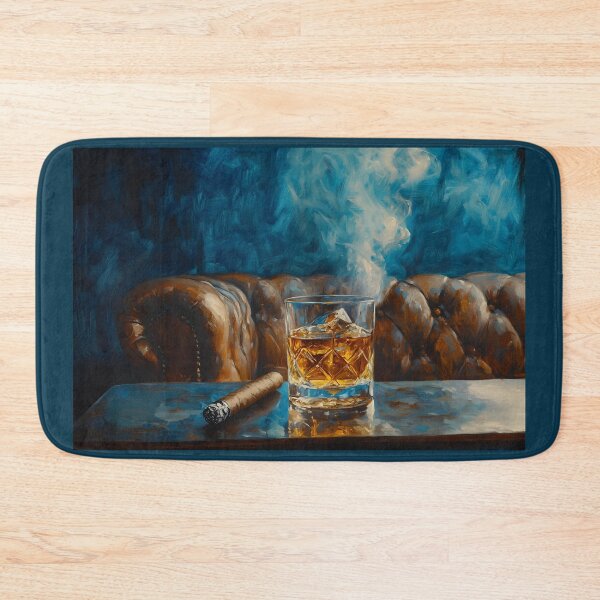 Item preview, Whiskey and Cigar Elegance - Crystal Glass and Smoldering Smoke in a Luxurious Lounge designed and sold by OlfactoART Studio.