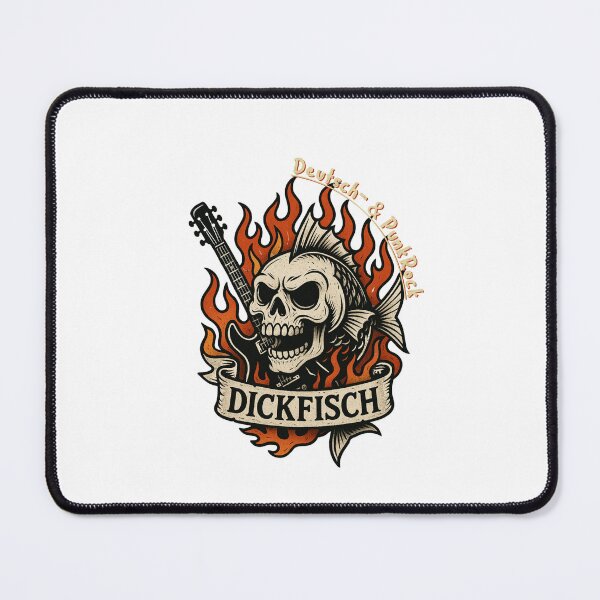 Item preview, Skullfish with guitar in flames, lettering "Dickfisch" designed and sold by DickfischWear.