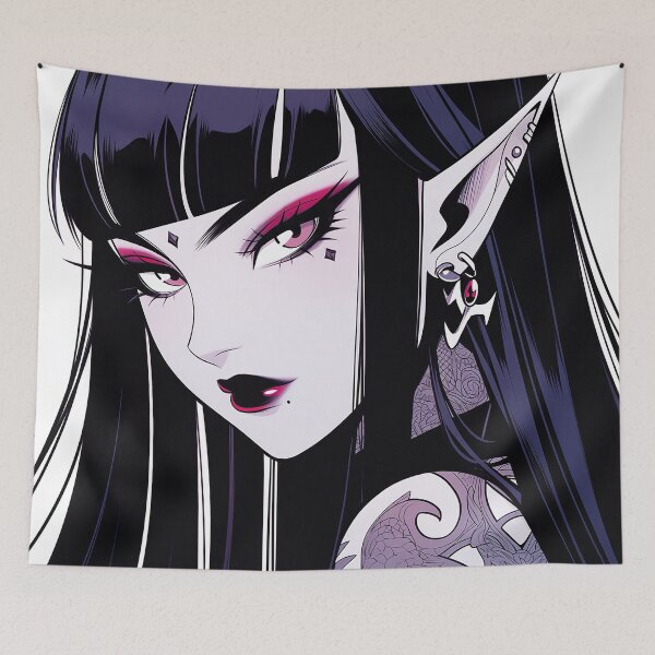 Item preview, Dark Tattoed Elf Anime Girl designed and sold by bubblegoth.