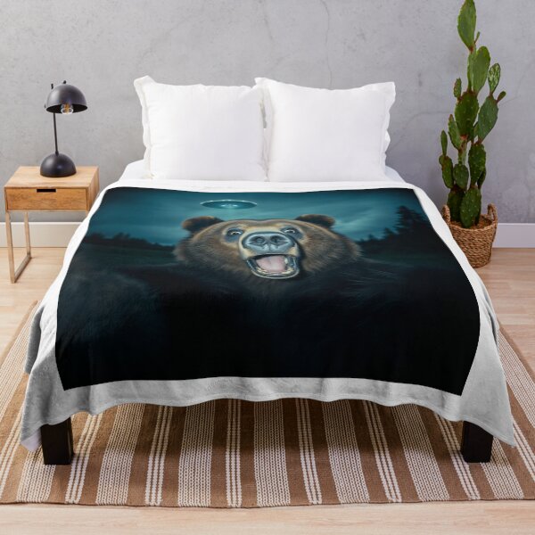 Item preview, Funny Bear UFO Graphic Tee, Unique Alien Bear Shirt, Animal UFO Illustration Top, Cool Novelty Graphic T-Shirt designed and sold by fenrirwulf68.
