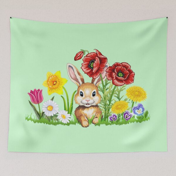 Item preview, Cute bunny with flowers - Easter bunny Easter flowers designed and sold by LESSILU.