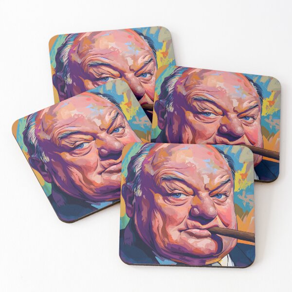 Item preview, Winston Churchill in Color - Bold Portrait with Cigar and Vibrant Abstract Energy designed and sold by OlfactoART Studio.