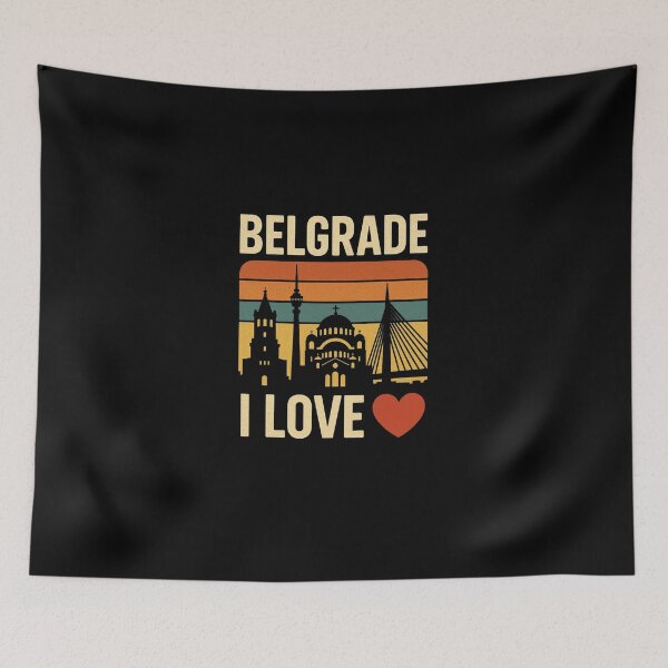 Item preview, Belgrade Skyline Retro Vintage Design – Serbia Souvenir Art designed and sold by pantapita.