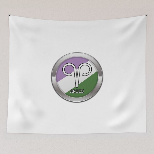 Item preview, Aries Zodiac Symbol in Genderqueer Pride Flag Colors Horoscope designed and sold by LiveLoudGraphic.