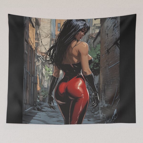 Item preview, beautiful woman dressed in red in an alley designed and sold by javierparra.