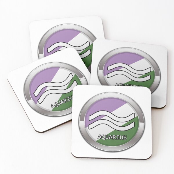 Item preview, Aquarius Zodiac Symbol in Genderqueer Pride Flag Colors Horoscope designed and sold by LiveLoudGraphic.