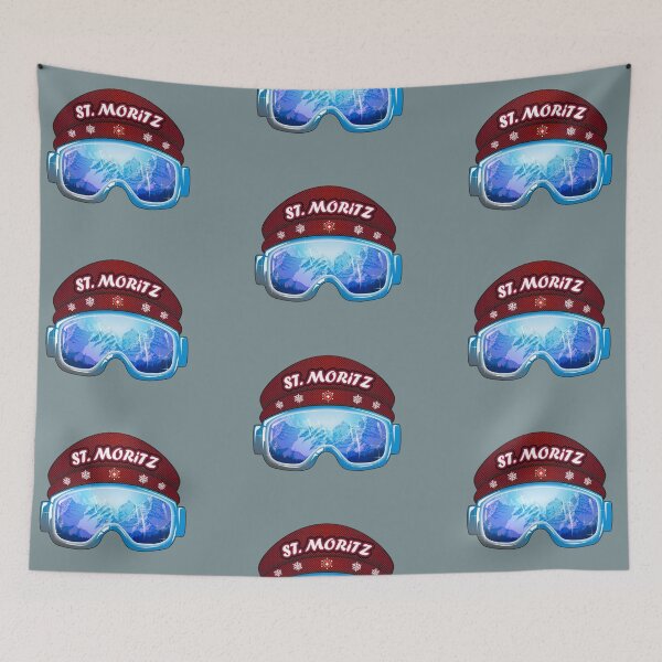 Item preview, St. Moritz Switzerland ski goggles blue designed and sold by studioss76.