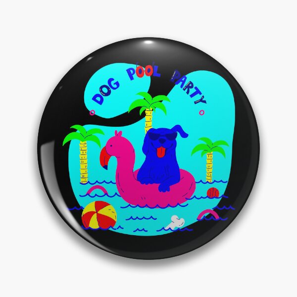 Item preview, dog pool party palm trees flamingo summer fun designed and sold by Gossip Rag.