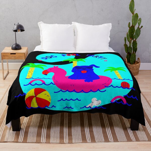 Item preview, dog pool party palm trees flamingo summer fun designed and sold by Gossip Rag.