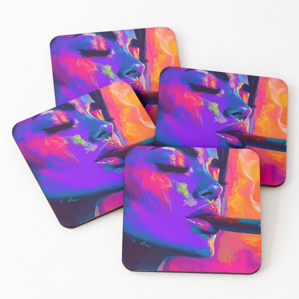 Item preview, Confident Cigar Moments - Bold and Vibrant Woman with Dynamic Colors designed and sold by OlfactoART Studio.