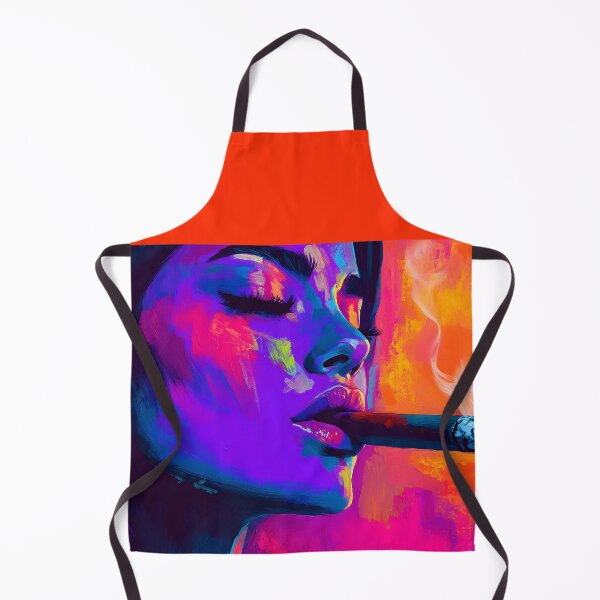 Item preview, Confident Cigar Moments - Bold and Vibrant Woman with Dynamic Colors designed and sold by OlfactoART Studio.