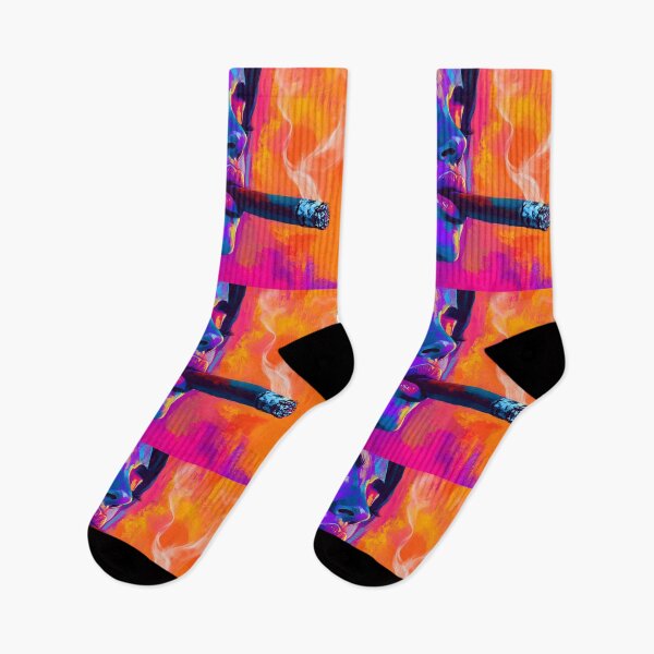 Item preview, Confident Cigar Moments - Bold and Vibrant Woman with Dynamic Colors designed and sold by OlfactoART Studio.