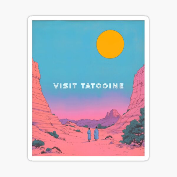 Vista previa del artículo con la obra «Visita Tatooine», diseñado y vendido por mahhmoo⭐⭐⭐⭐⭐.