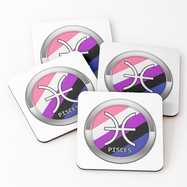 Item preview, Pisces Zodiac Symbol in Gender Fluid Pride Flag Colors Horoscope designed and sold by LiveLoudGraphic.