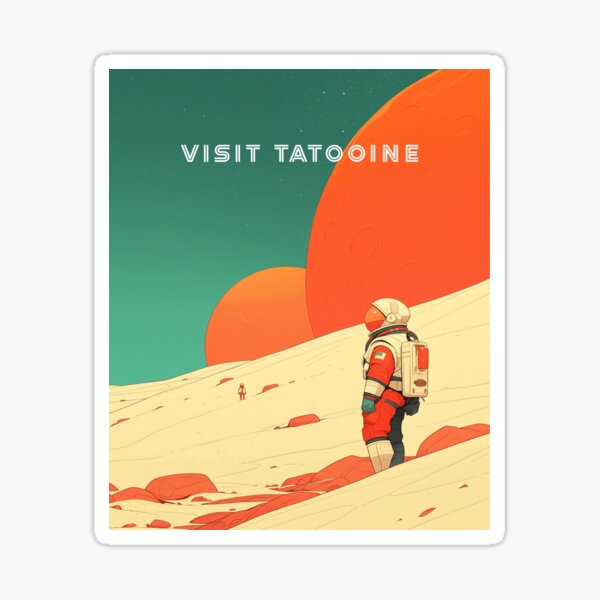Vista previa del artículo con la obra «Visita Tatooine», diseñado y vendido por mahhmoo⭐⭐⭐⭐⭐.