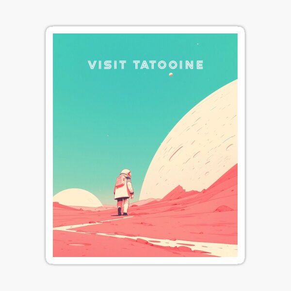 Vista previa del artículo con la obra «Visita Tatooine», diseñado y vendido por mahhmoo⭐⭐⭐⭐⭐.