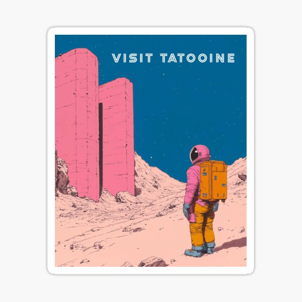 Vista previa del artículo con la obra «Visita Tatooine», diseñado y vendido por mahhmoo⭐⭐⭐⭐⭐.