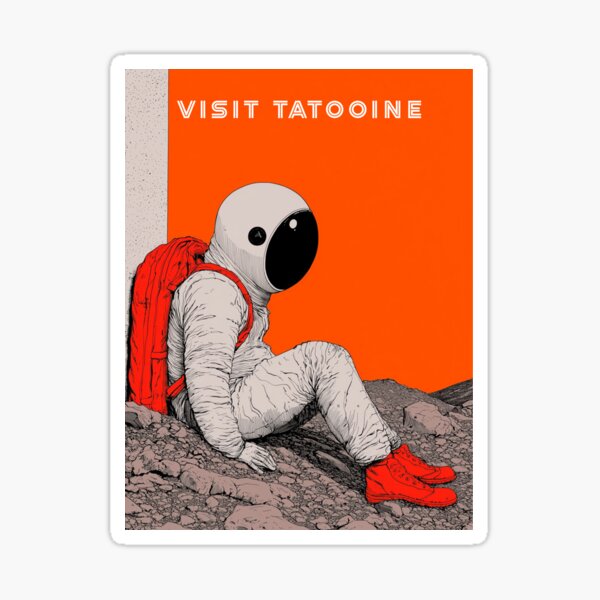 Vista previa del artículo con la obra «Visita Tatooine», diseñado y vendido por mahhmoo⭐⭐⭐⭐⭐.