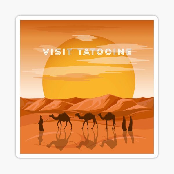 Vista previa del artículo con la obra «Visita Tatooine», diseñado y vendido por mahhmoo⭐⭐⭐⭐⭐.