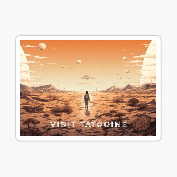 Vista previa del artículo con la obra «Visita Tatooine», diseñado y vendido por mahhmoo⭐⭐⭐⭐⭐.