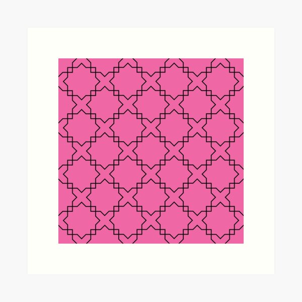 Aperçu de l'œuvre Motif géométrique orné exotique rose et noir chic créée et vendue par DEC02.