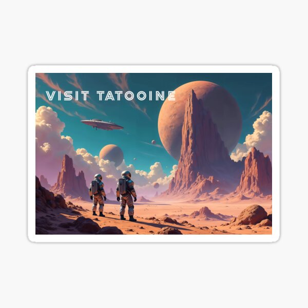 Vista previa del artículo con la obra «Visita Tatooine», diseñado y vendido por mahhmoo⭐⭐⭐⭐⭐.
