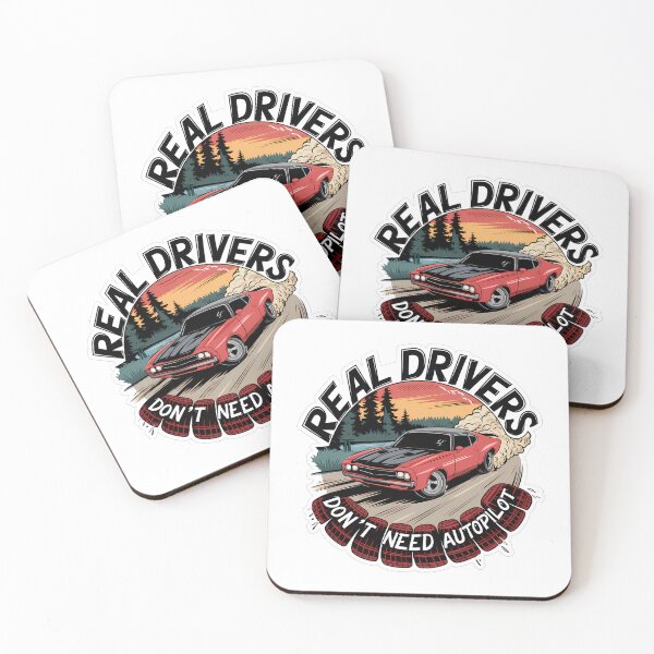 Item preview, Real Drivers Don’t Need Autopilot – Sunset Drift Muscle Car Art designed and sold by KateVil.