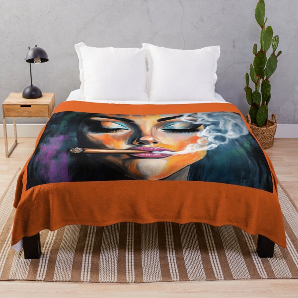 Item preview, Dynamic Smoke Patterns - Bold Makeup and Cigar Indulgence in Vivid Hues Abstract AI Digital Art designed and sold by OlfactoART Studio.