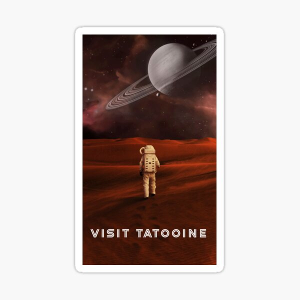 Vista previa del artículo con la obra «Visita Tatooine», diseñado y vendido por mahhmoo⭐⭐⭐⭐⭐.
