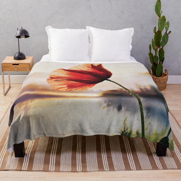 Item preview, Red poppy flowers blooming on the lakeside designed and sold by garasani.