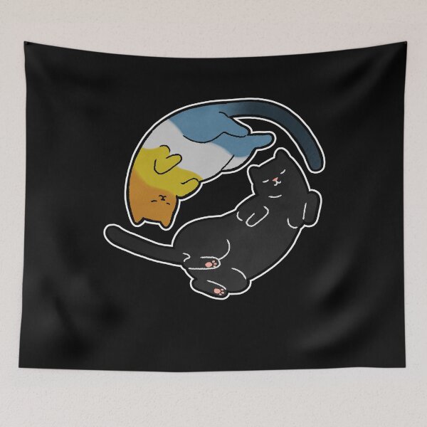 Item preview, Aroace Cat Yin Yang LGBT Asexual Aromantic Pride Flag designed and sold by Clara Hollins.