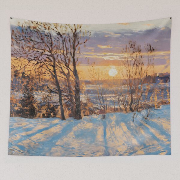Item preview, Snowy winter sunset scenery designed and sold by garasani.